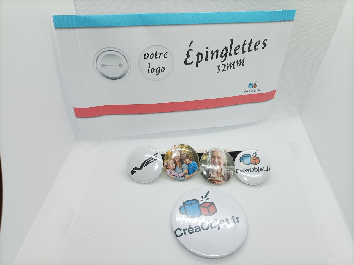 🎨 Lot de 10 Épinglettes / Pins Personnalisables « VOTRE LOGO » – Ø 32 mm
