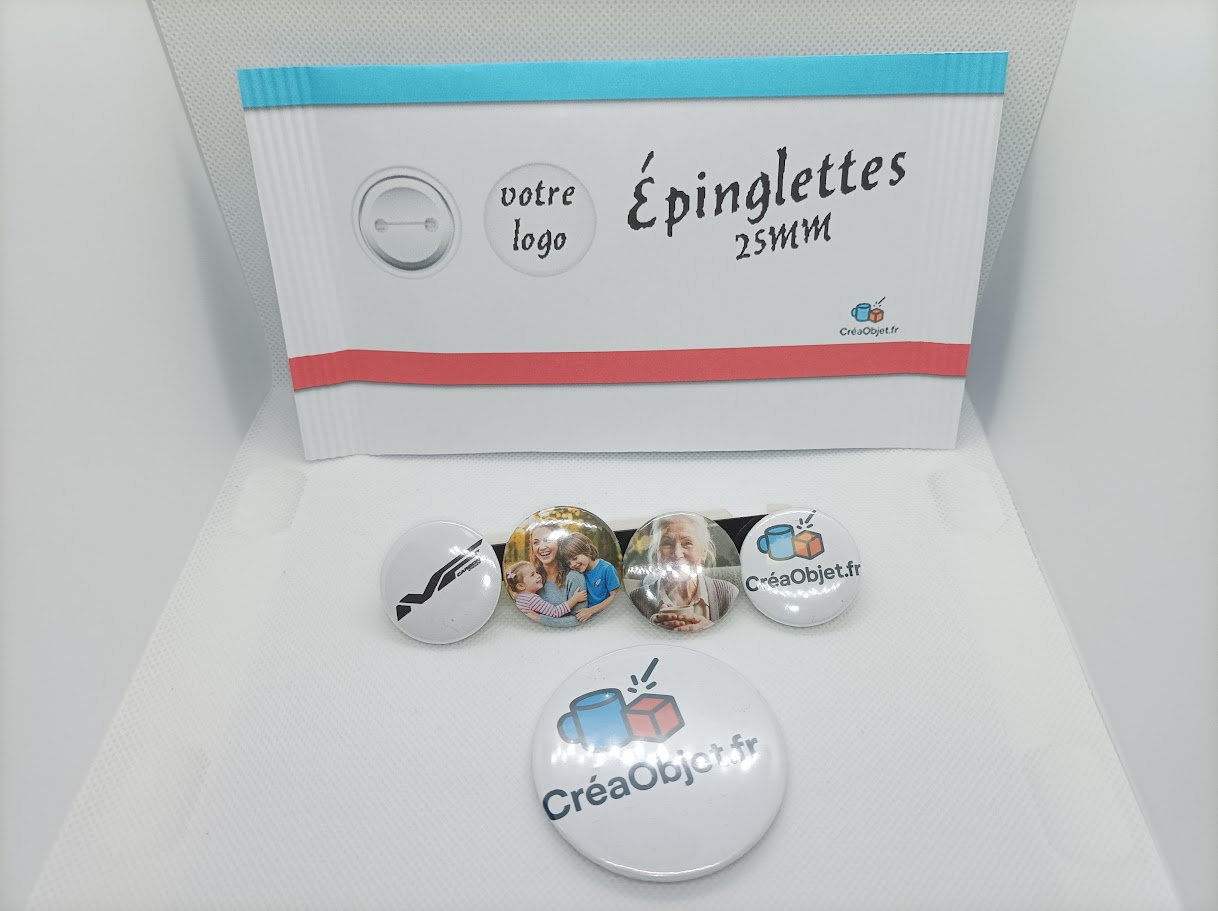 🎨 Lot de 10 Épinglettes / Pins Personnalisables « VOTRE LOGO » – Ø 25 mm
