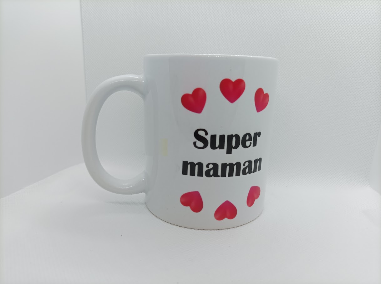 ☕ Mug Personnalisé « SUPER MAMAN » – Céramique Blanche