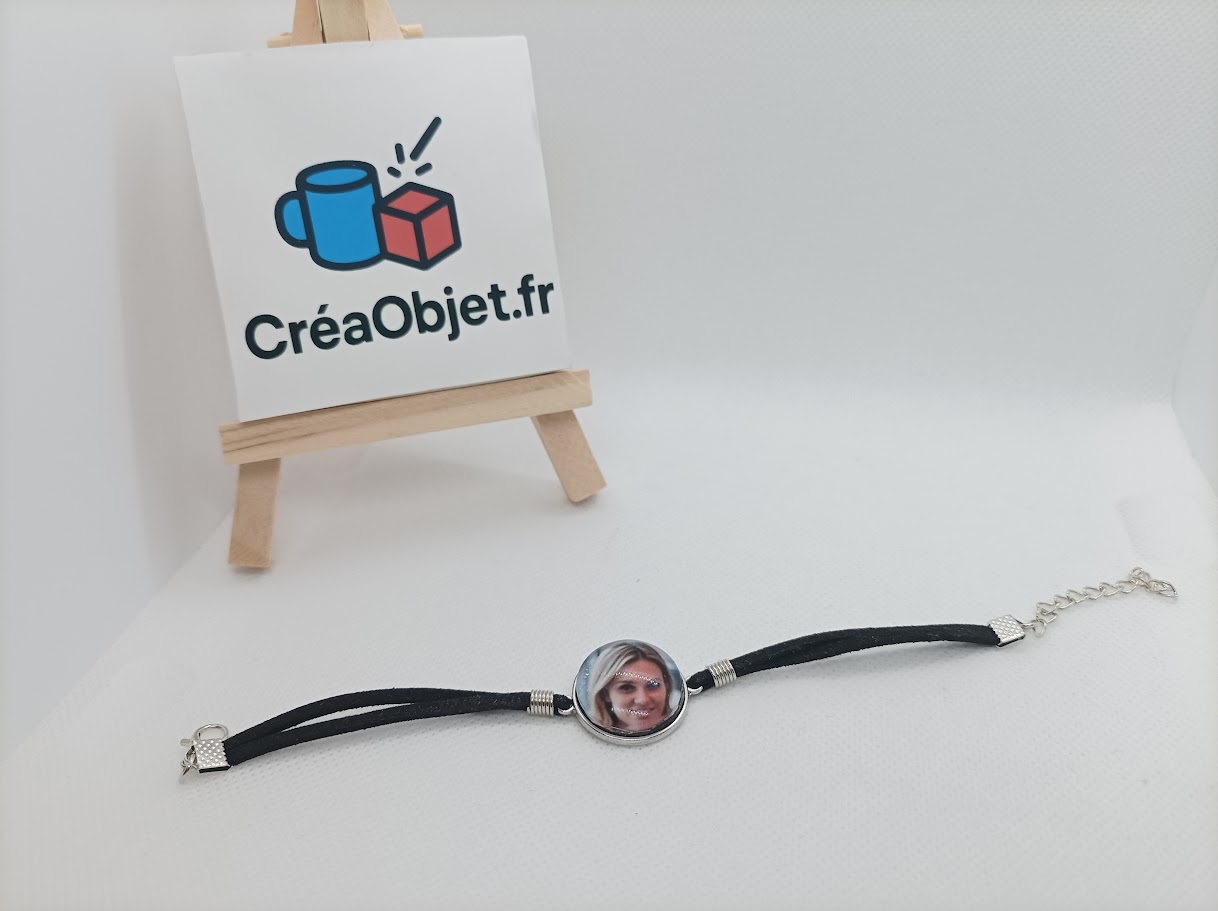 🩶 Bracelet Personnalisable – Gemme du Temps Rond 20 mm