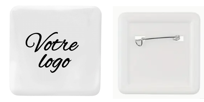 📌 Épinglette carrée personnalisable – 50 mm « VOTRE LOGO »