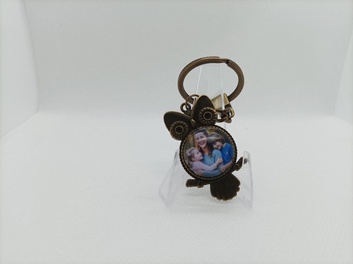 🗝️ Porte-Clés Métallique Personnalisable – Forme de Chouette 40 × 24 mm