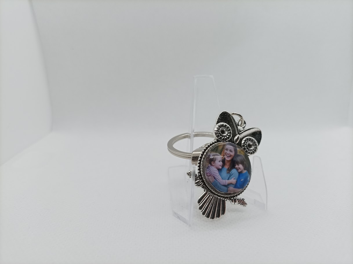 🗝️ Porte-Clés Métallique Personnalisable – Forme de Chouette 40 × 24 mm