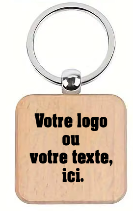🔑 Lot de 5 Porte-clés Carrés en Bois – Personnalisables